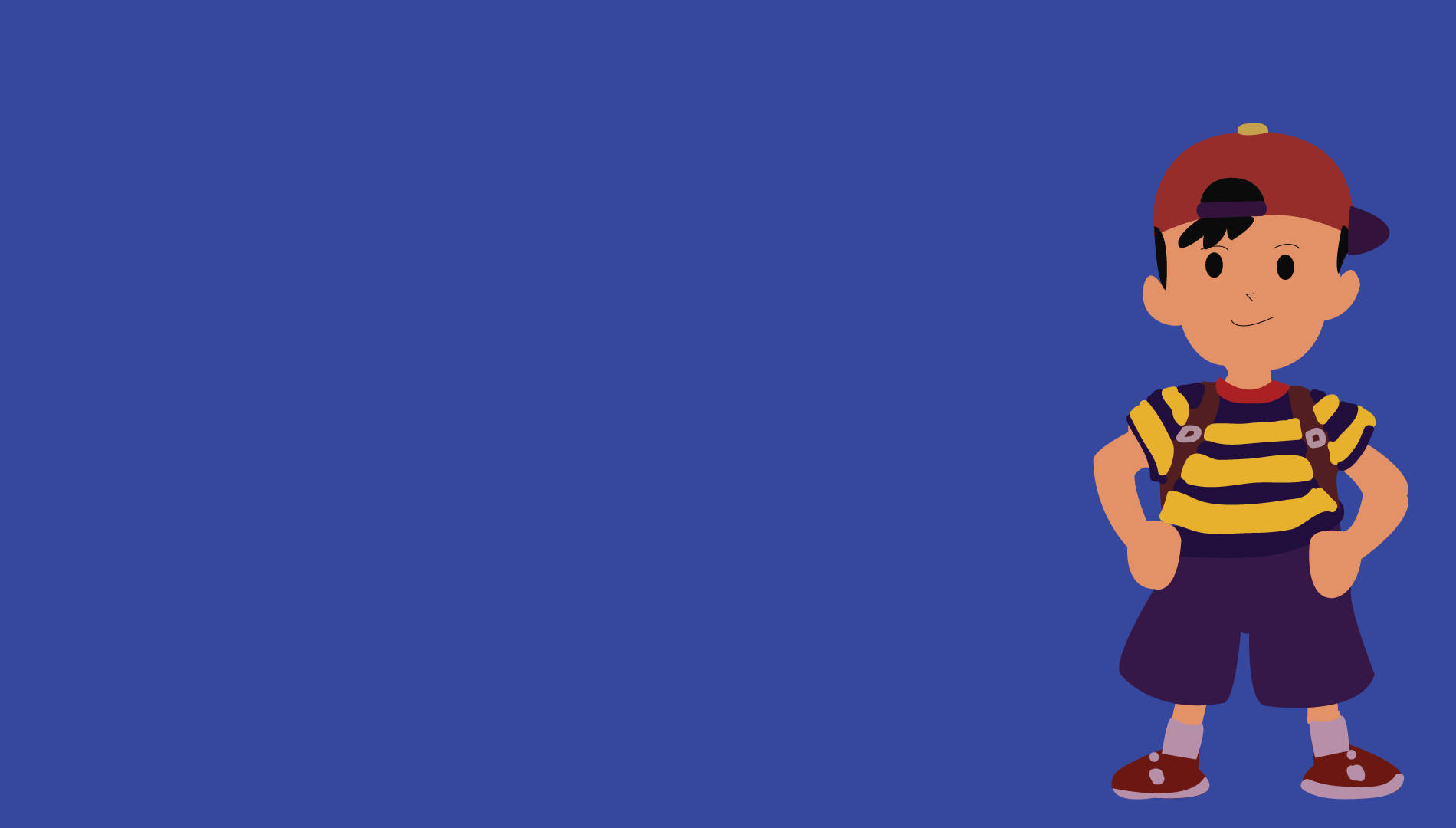 Minimalist Ness Of Earthbound In Blue Wallpaper