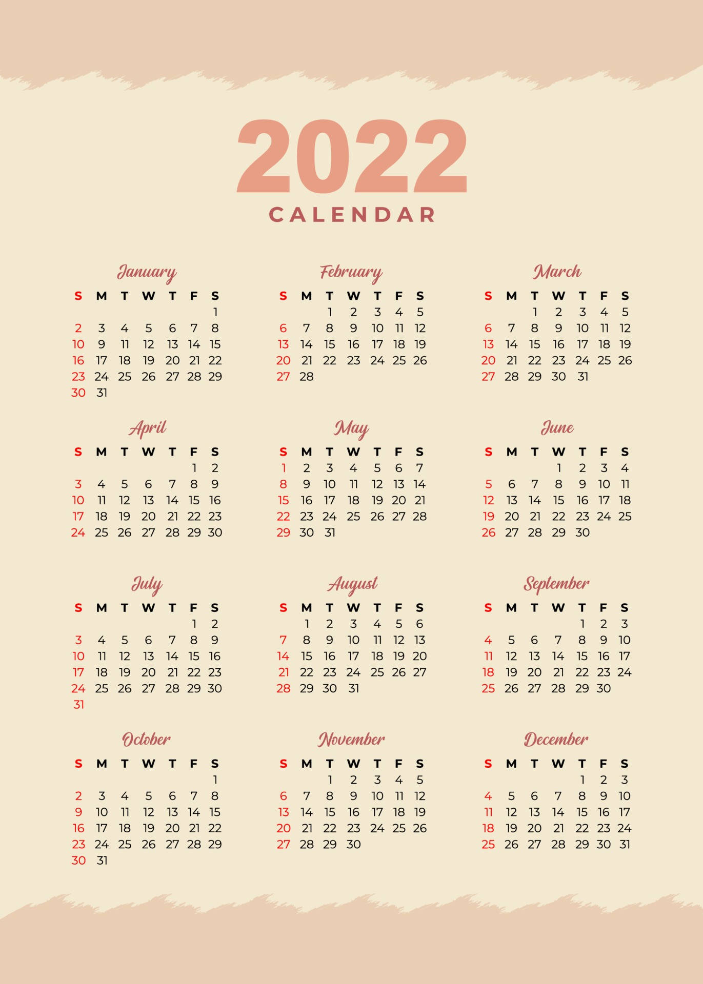 Minimalist Nude 2022 Calendar Wallpaper