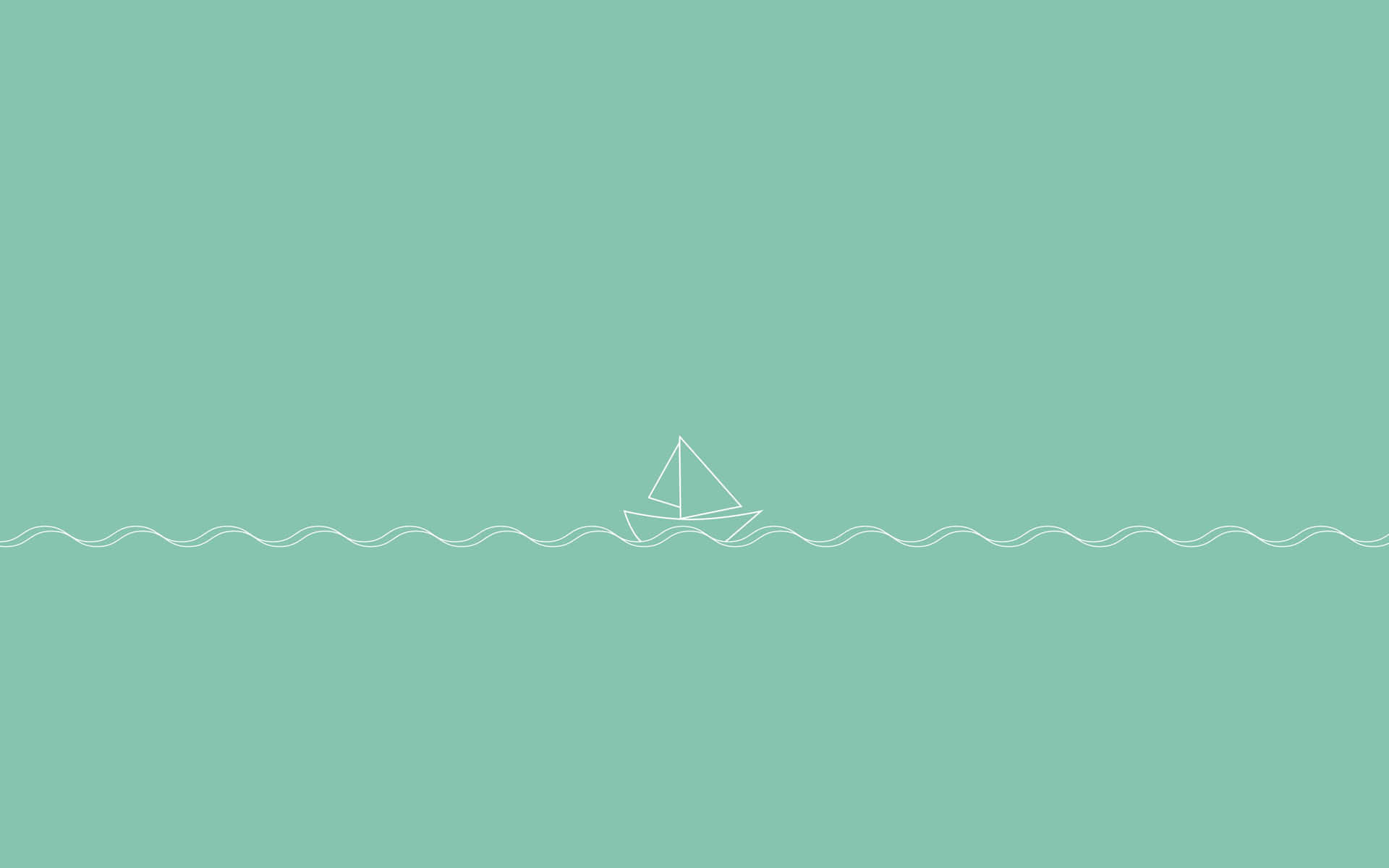 A peaceful ocean scene with a solitary boat Wallpaper