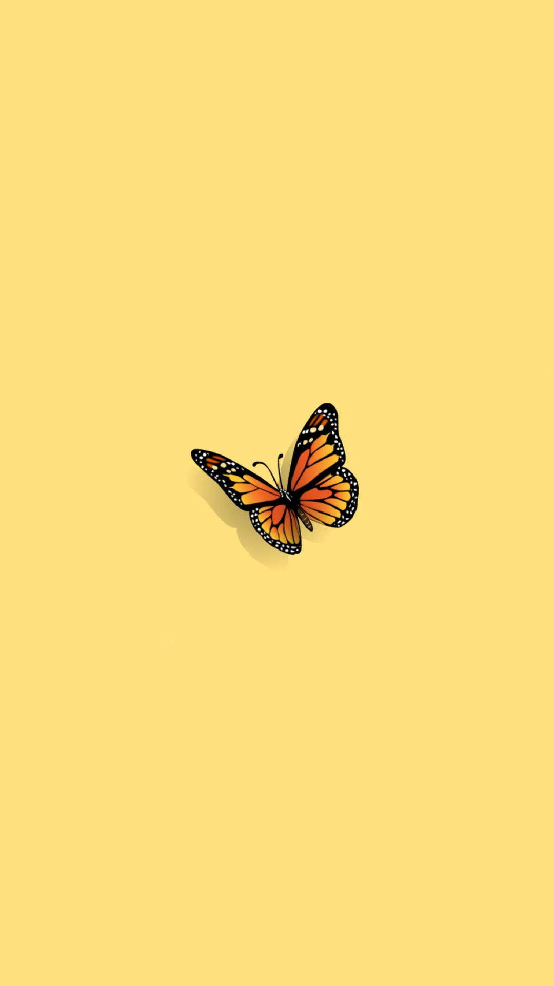 Minimalist Orange Butterfly Aesthetic Wallpaper