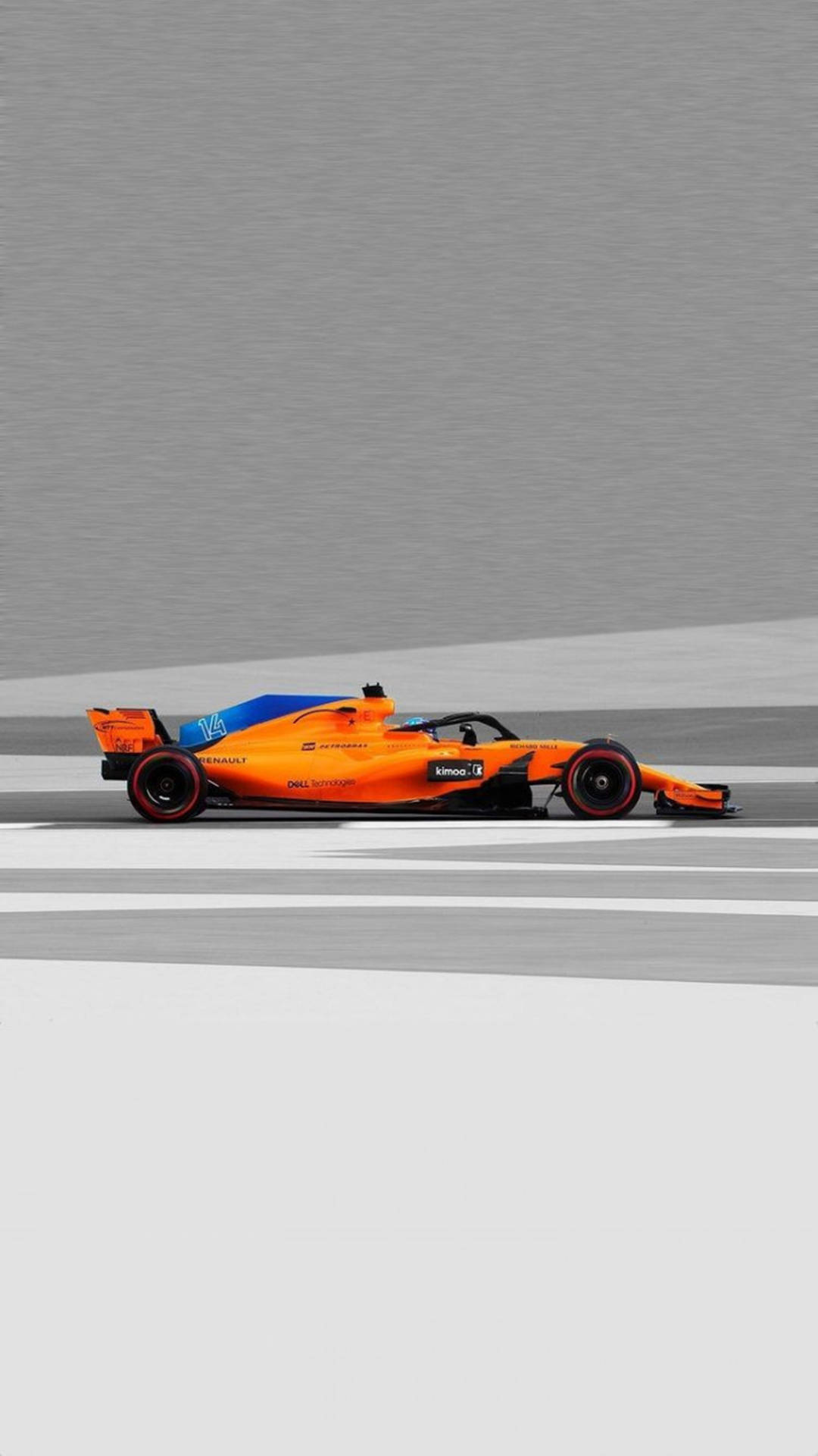 Background– Minimallisitisk Orange Formula F1 Telefonbakgrund. Wallpaper