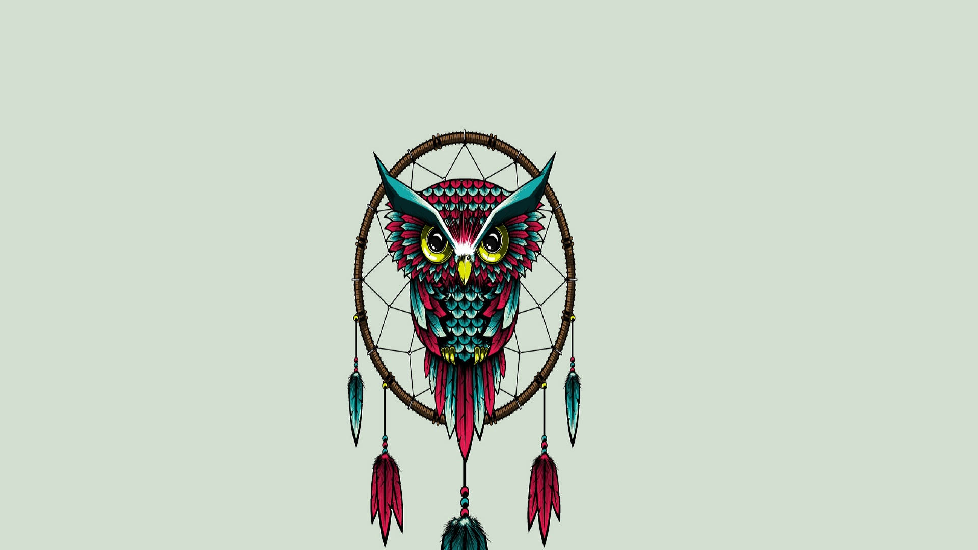 Minimalist Owl Dream Catcher Wallpaper