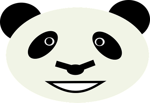Minimalist Panda Face Graphic PNG