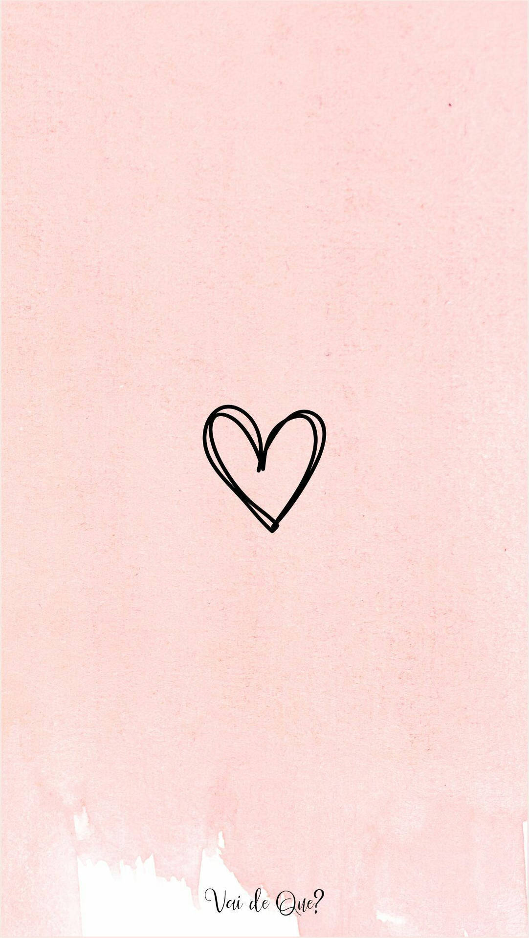Minimalist Pastel Pink Heart Line Art Wallpaper