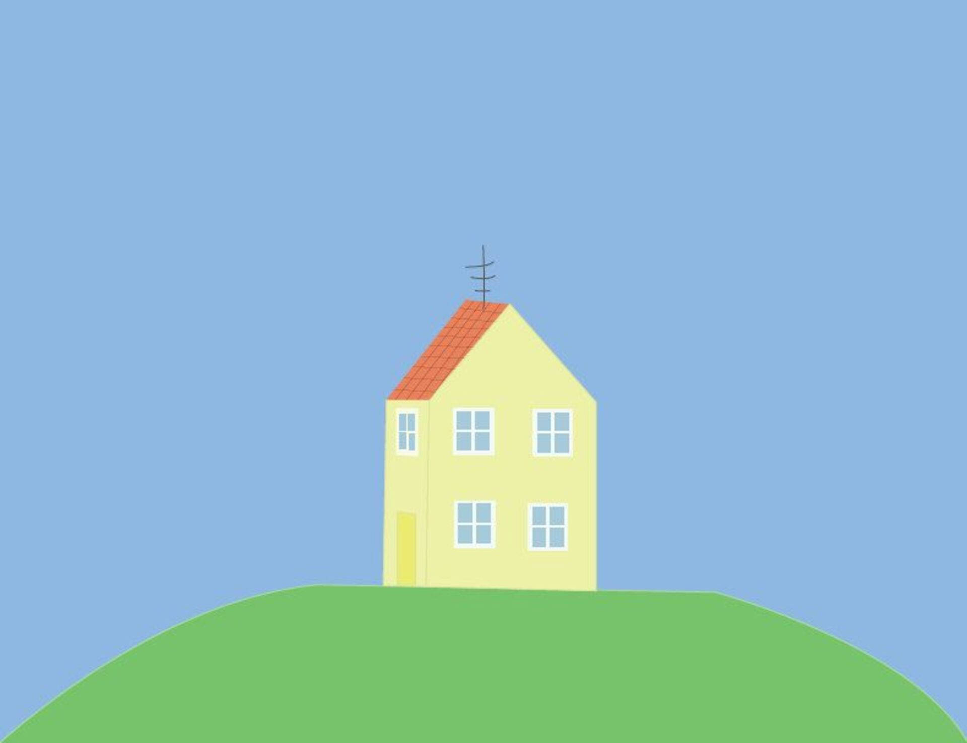 Peppa Pig Hus – Et hjem med et minimalistisk look og en sjov følelse. Wallpaper