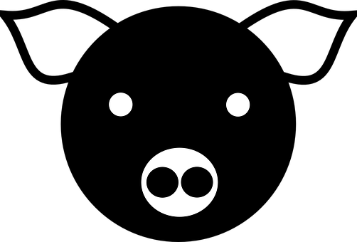Minimalist Pig Designon Black Background PNG