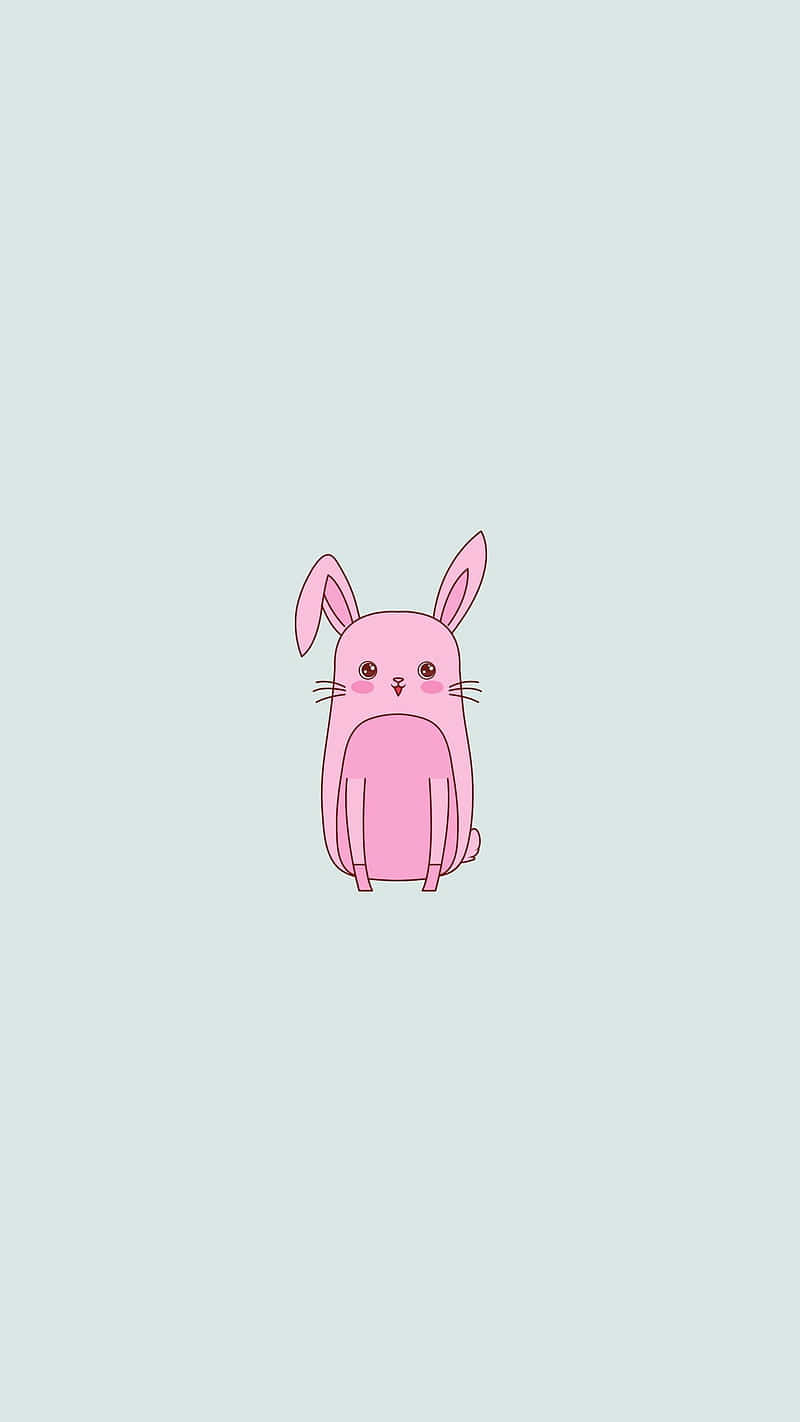 Minimalist Pink Bunny Illustration Wallpaper