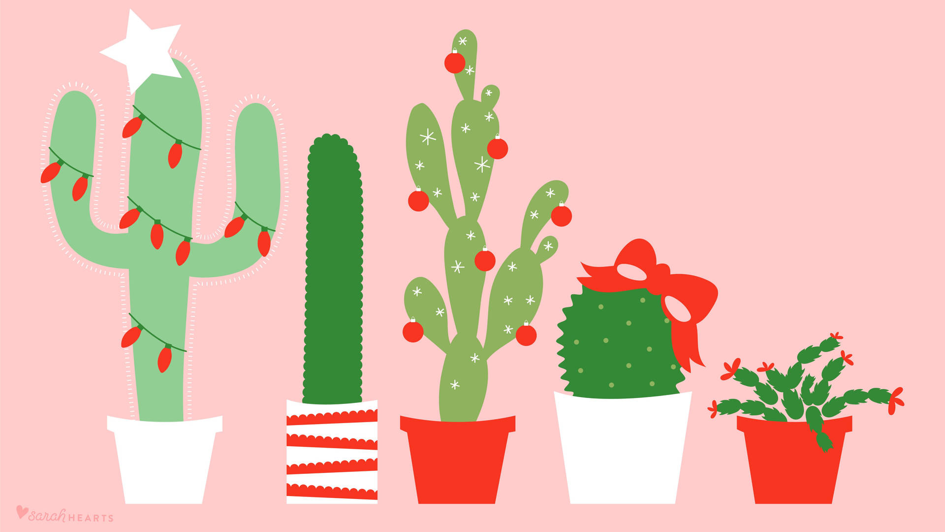 Celebrate the Holidays with this Festive Cactus Wallpaper