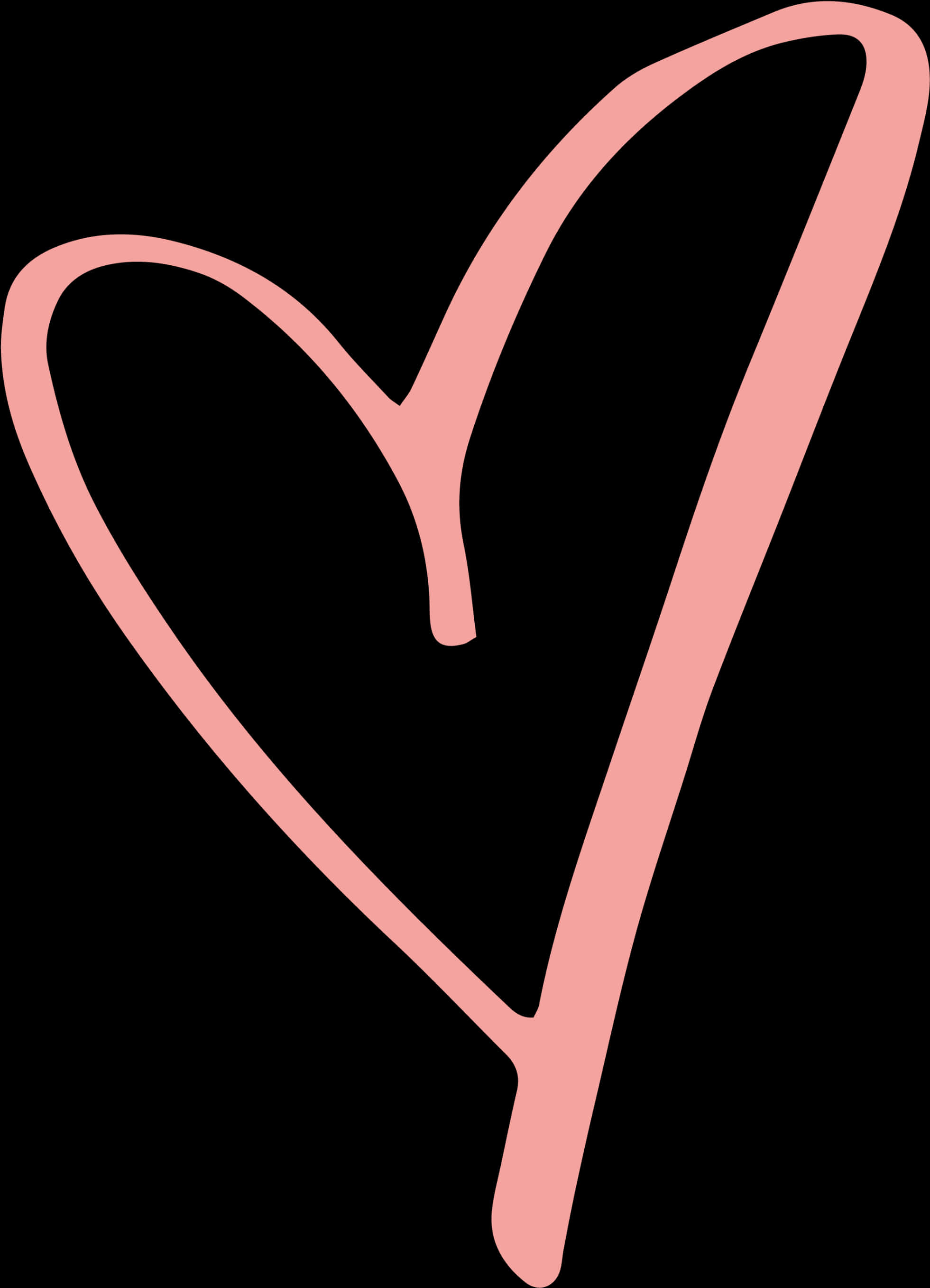 Minimalist Pink Heart Outline PNG