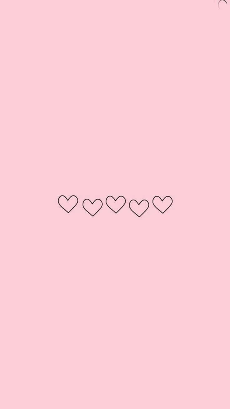 Minimalist Pink Heart Row Wallpaper