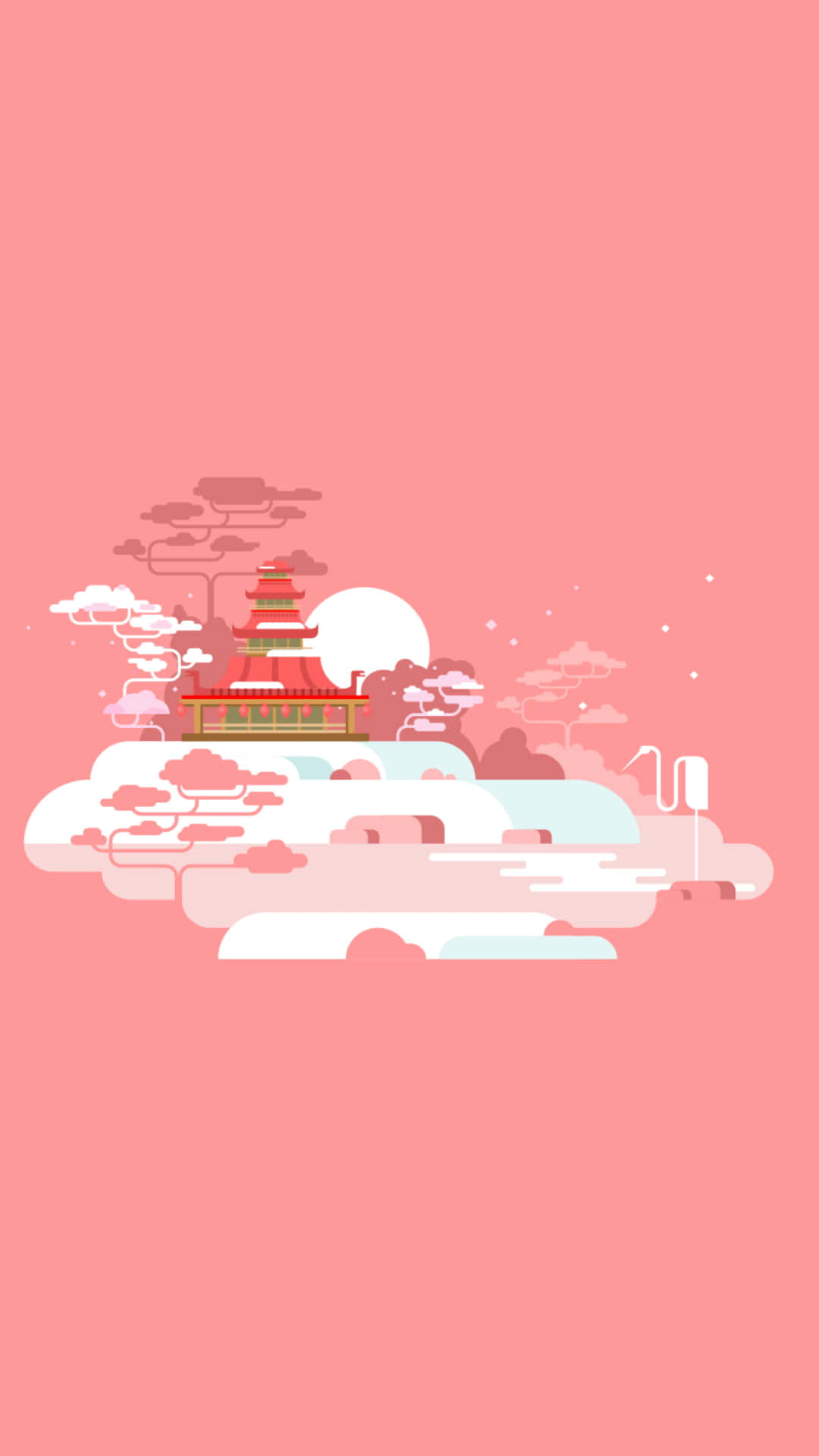 Einpinker Hintergrund Mit Einem Rosa Gebäude Und Wolken. Wallpaper