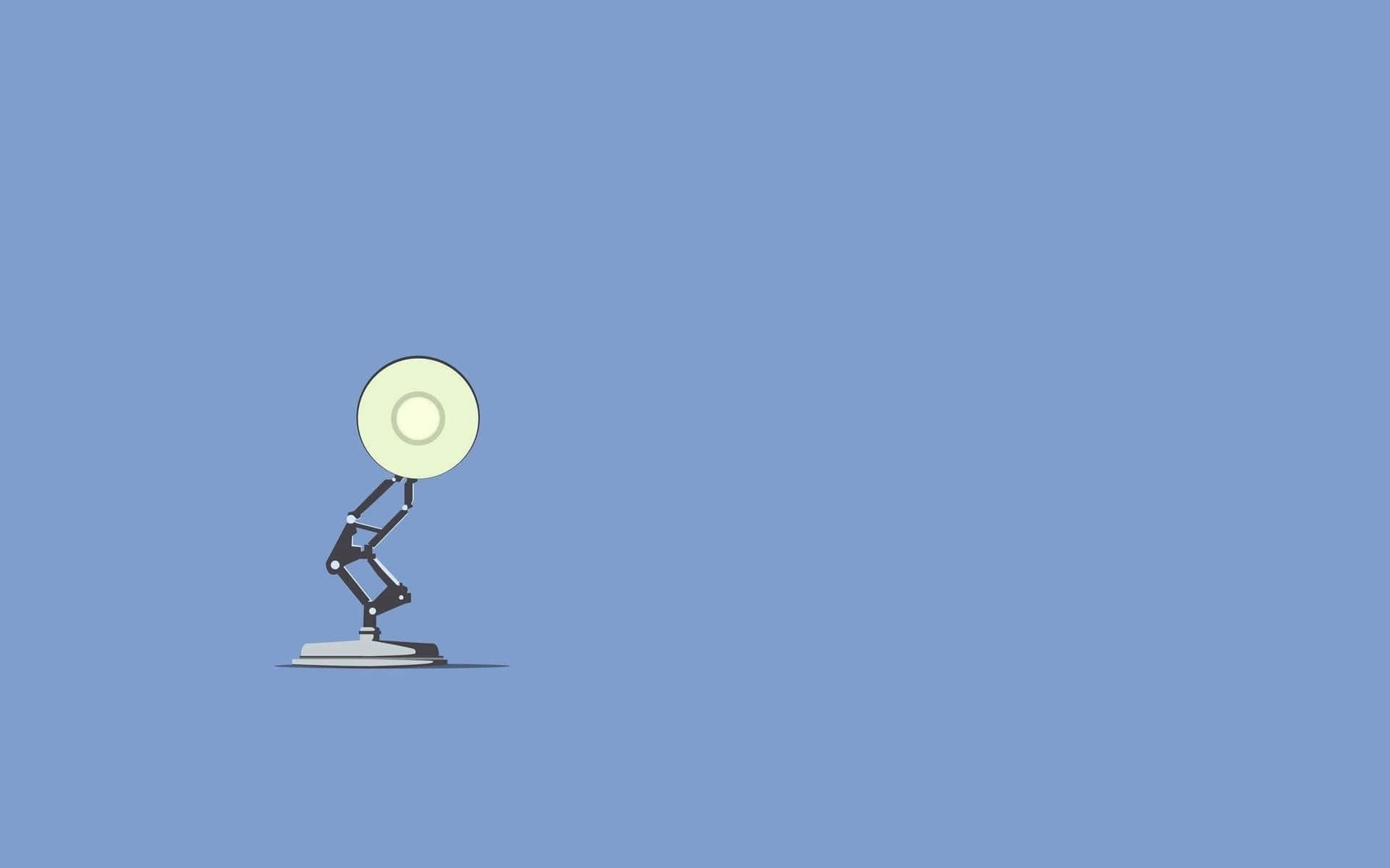 Minimalist Pixar Lamp Blue Background Wallpaper