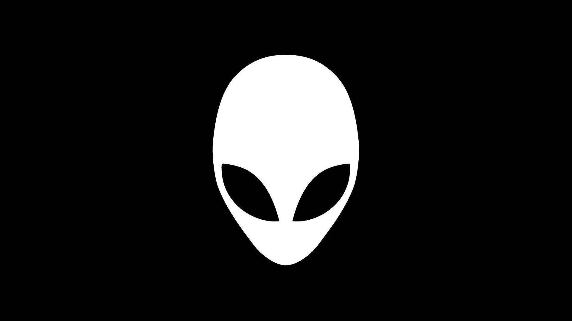 Minimalistiskenkel Vit Alienware-symbol. Wallpaper