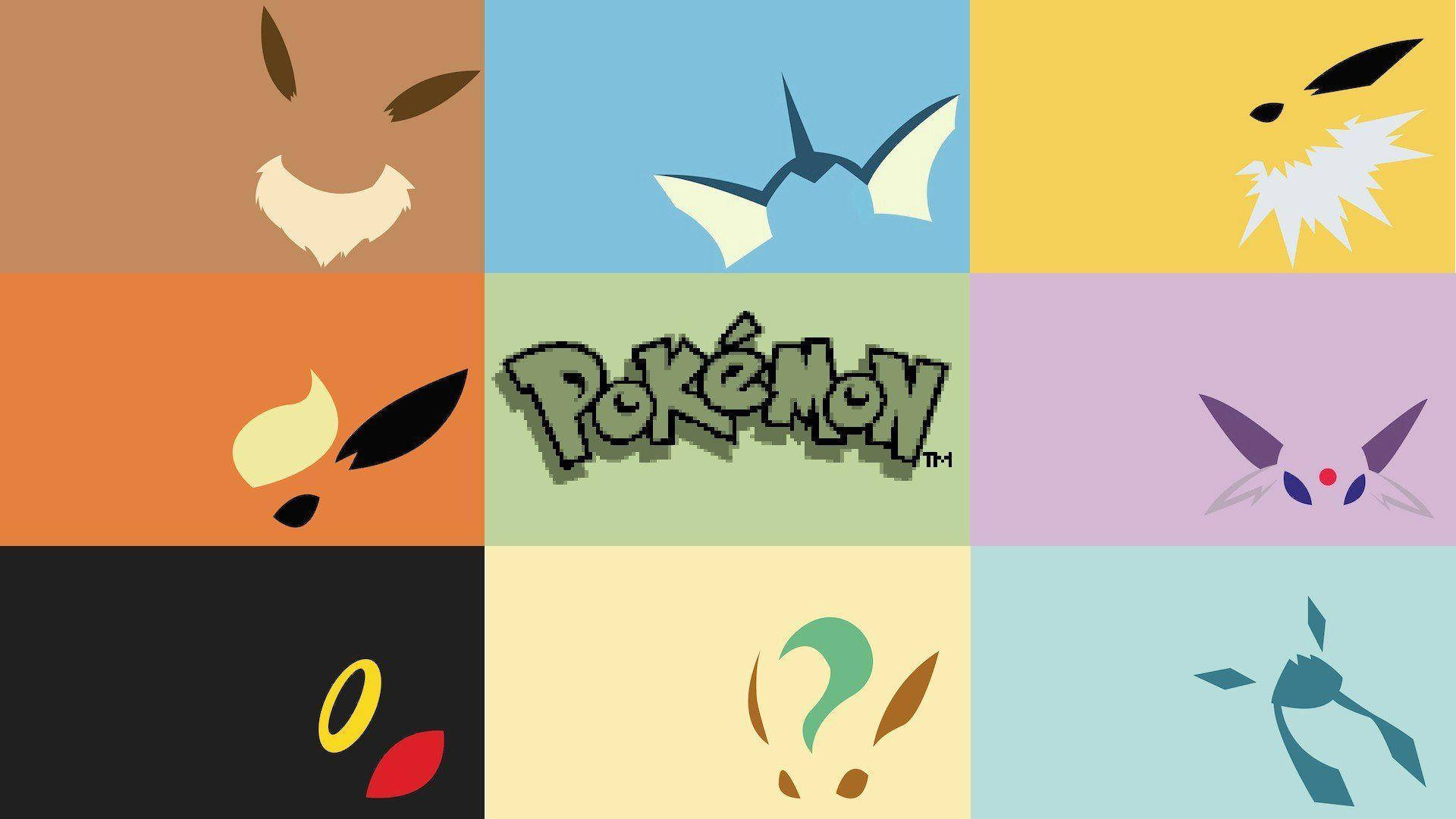 Minimalistisk Pokemon kollage med Flareon, Jolteon og Vaporeon Wallpaper
