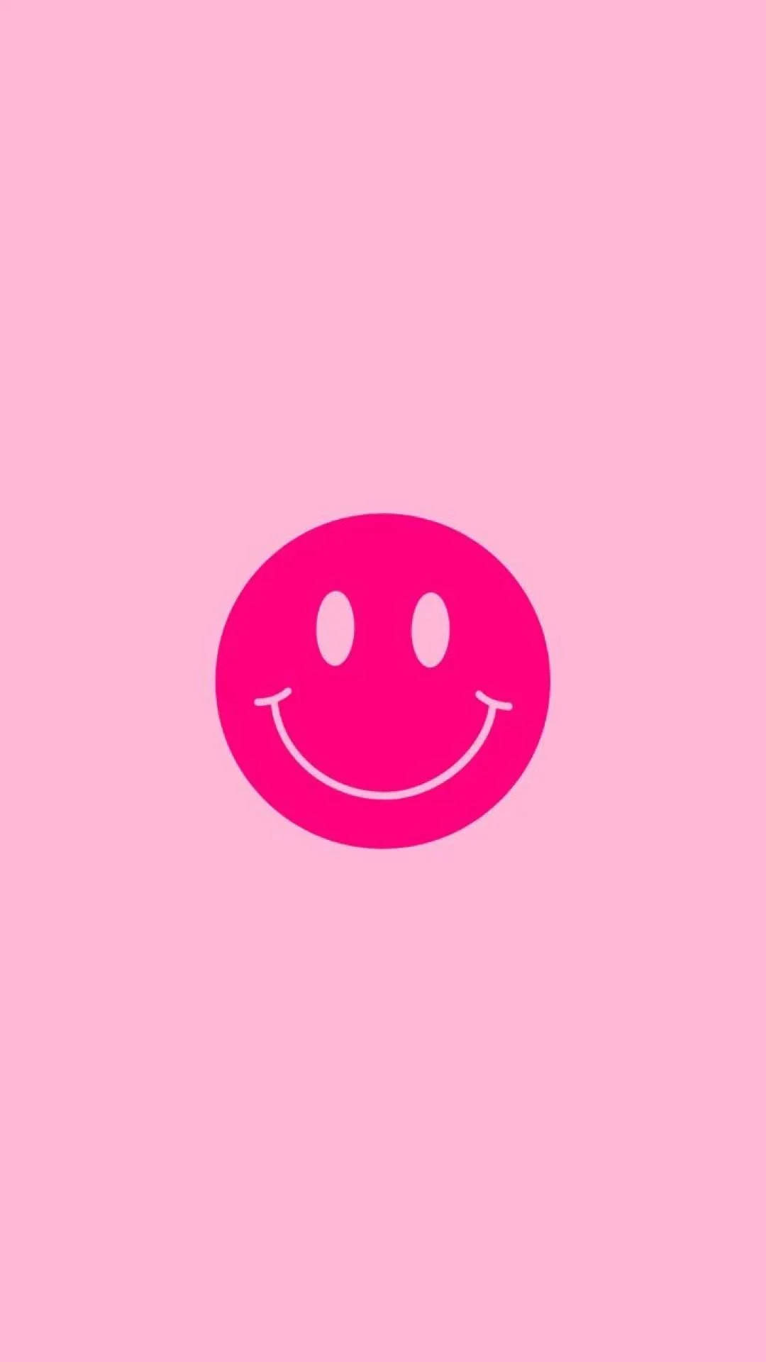 Minimalist Preppy Pink Smiley Face Wallpaper