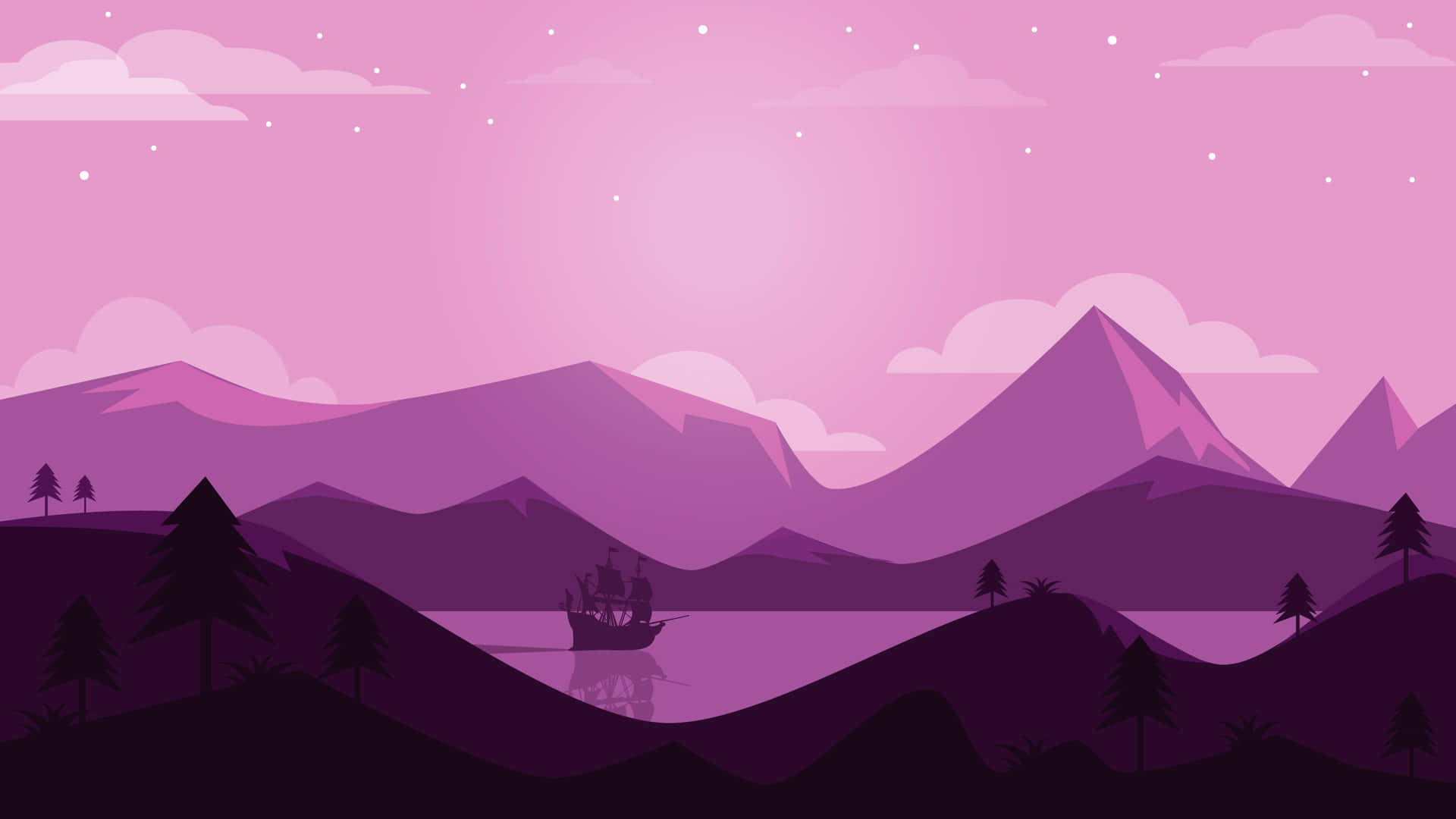 A brilliant and aesthetic abstract minimalistic illustration with a captivating purple hue Wallpaper