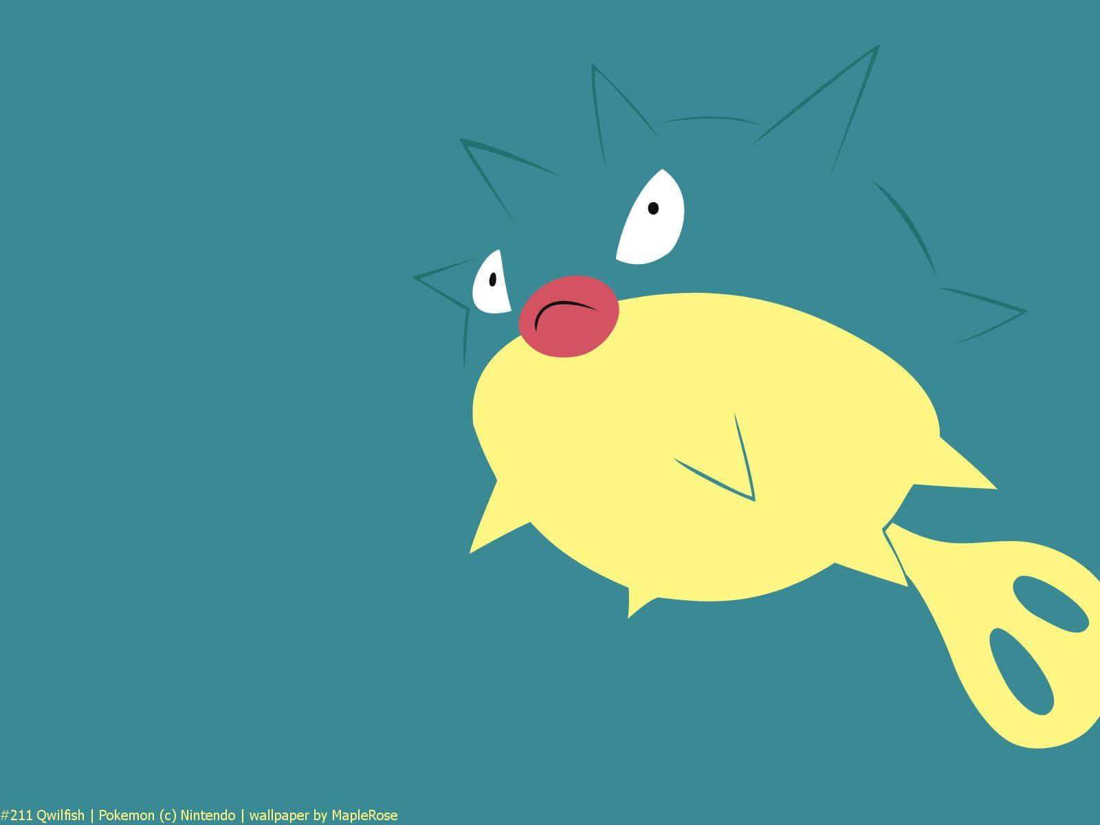 Minimalist Qwilfish With A Teal Aesthetic Wallpaper