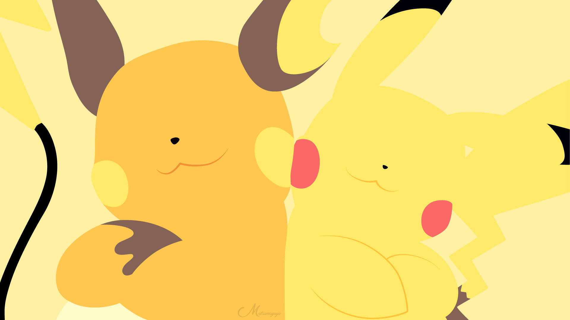 Minimalist Raichu And Pikachu Wallpaper