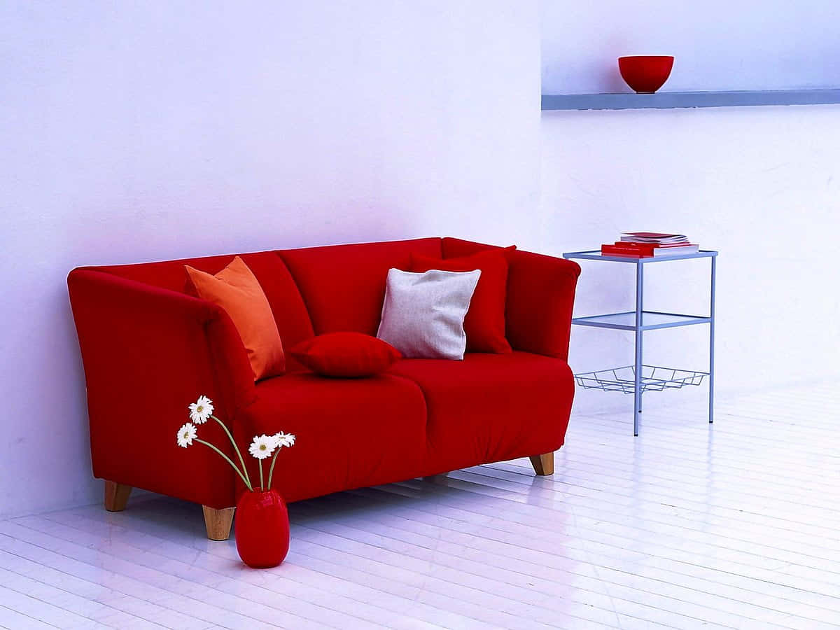 Minimalist Red And White Interior Wallpaper
