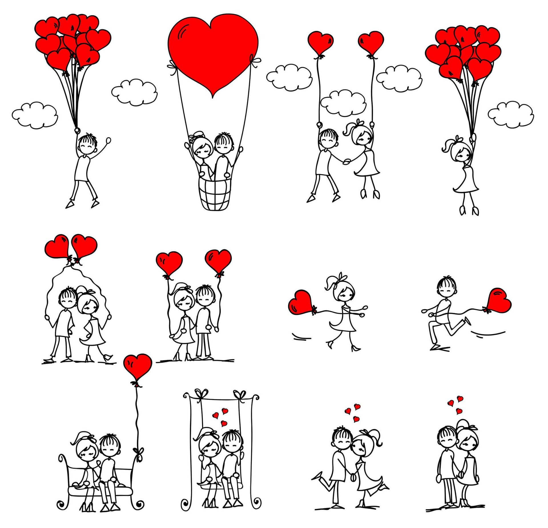 Download Minimalist Red And White Love Drawings Wallpaper 