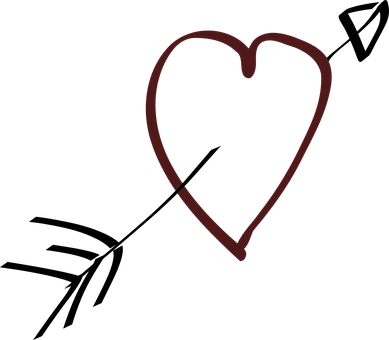 Minimalist Red Heart Outline PNG