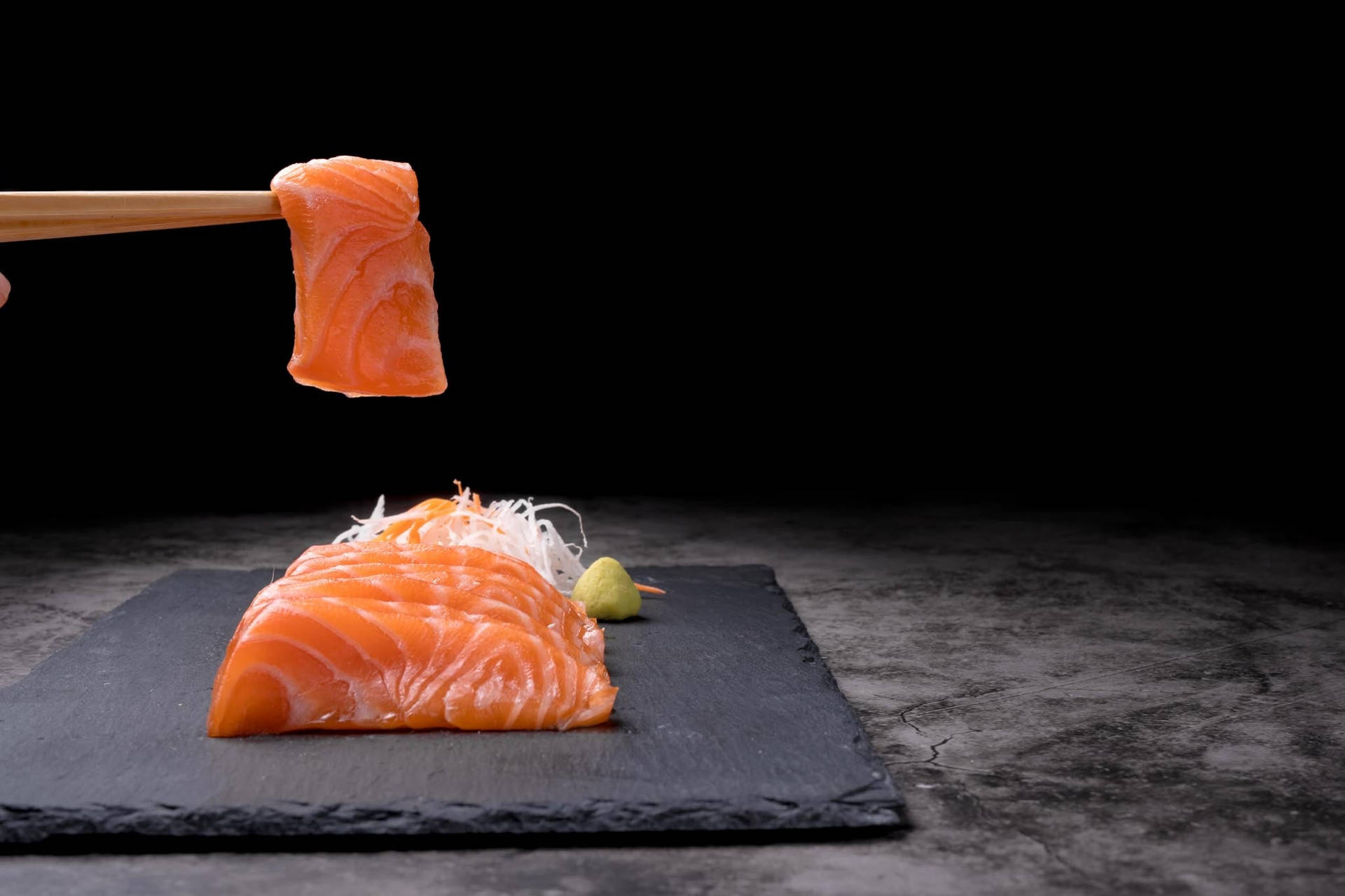 Minimalist Salmon Sashimi Serving Wallpaper