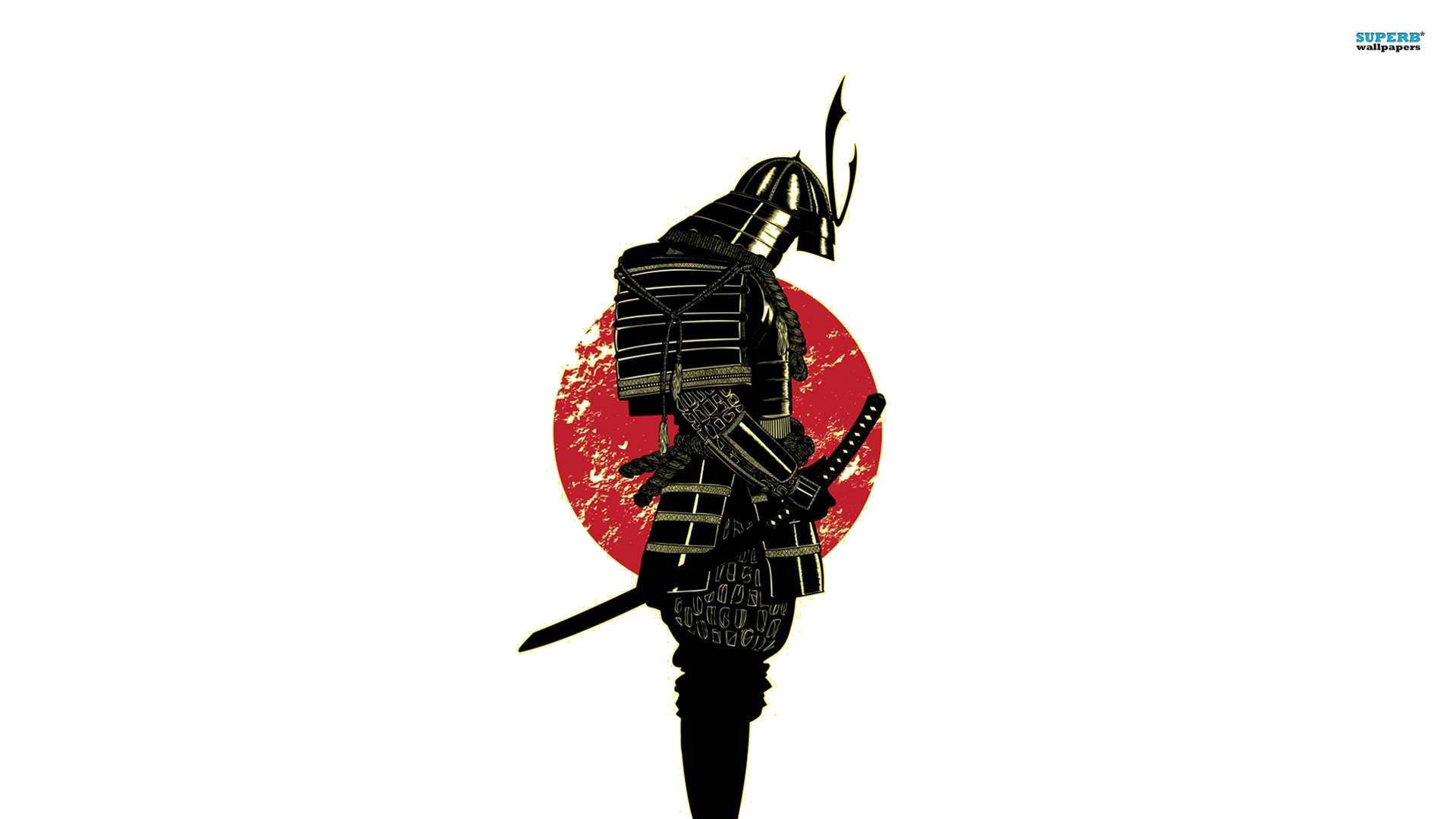 Opera D'arte Minimalista Samurai Seppuku Sfondo