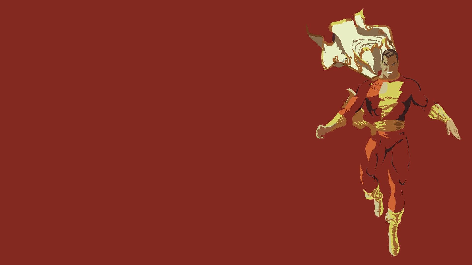 Minimalist Shazam On Red Wallpaper