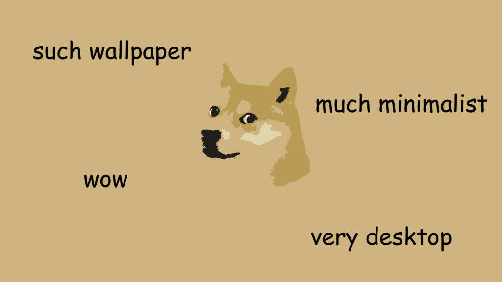 Shiba doge meme on a brown minimalist background with words 