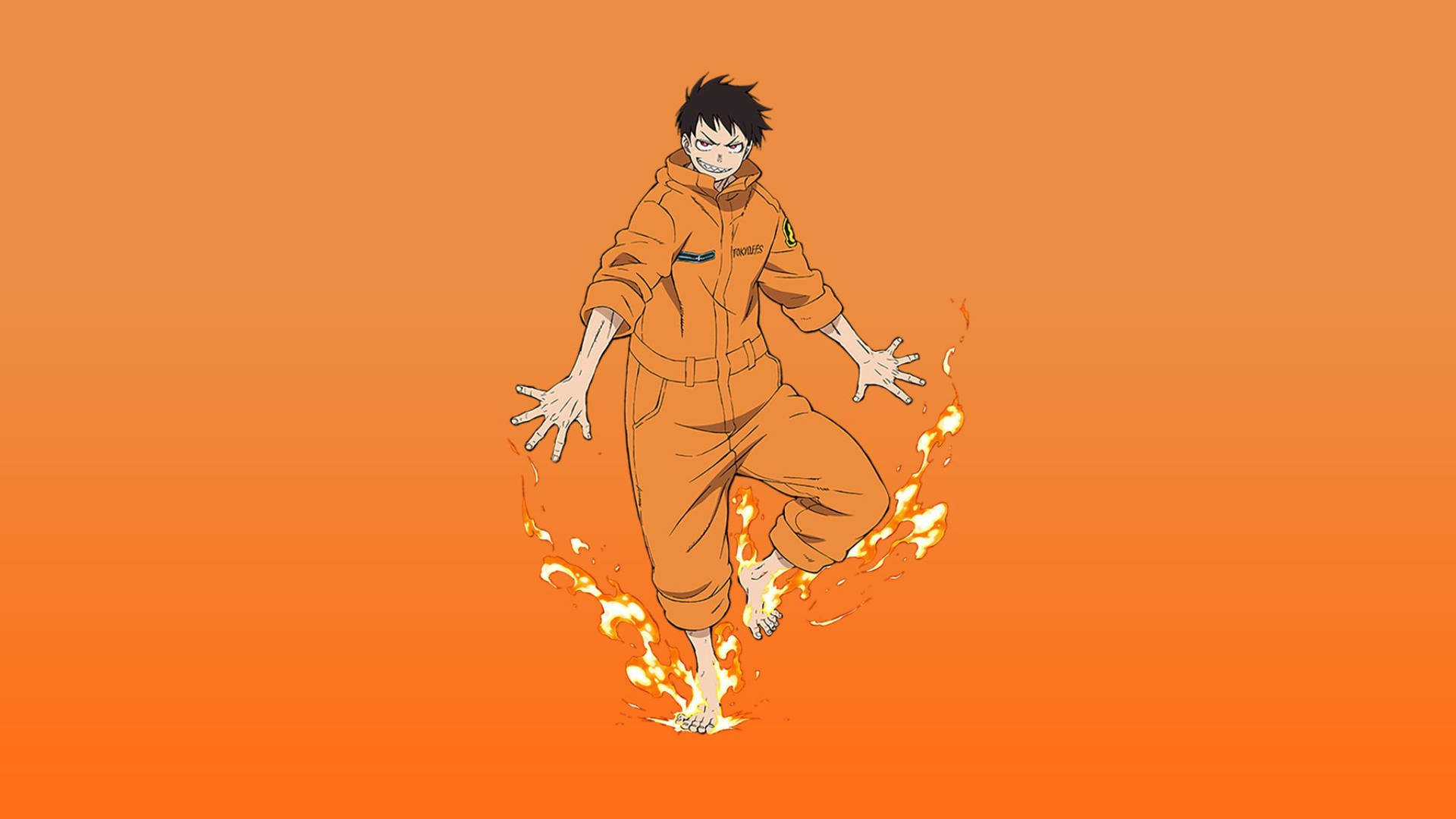Tapettill Dator Eller Mobil: Minimalistisk Shinra Fire Anime. Wallpaper