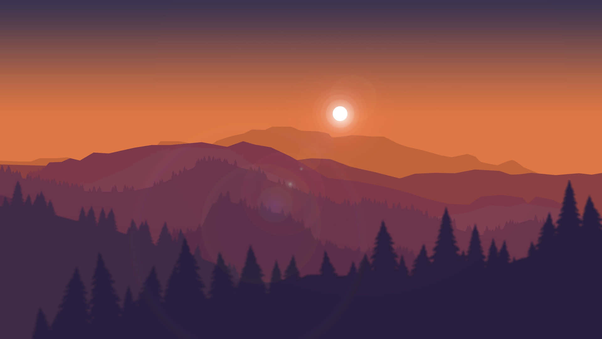 Minimalist Silhouette Mountains Sunset Landscape Wallpaper