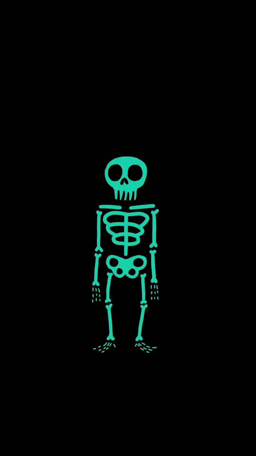 Minimalist Skeleton Illustration iPhone Wallpaper