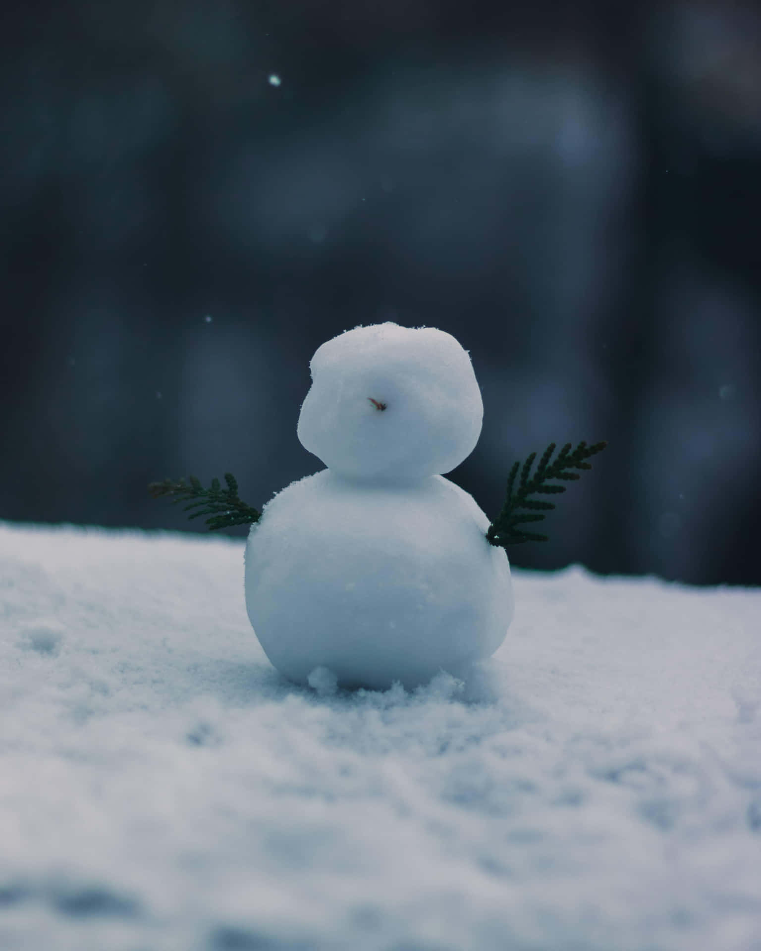 Minimalist Snowmanin Winter Scene.jpg Wallpaper