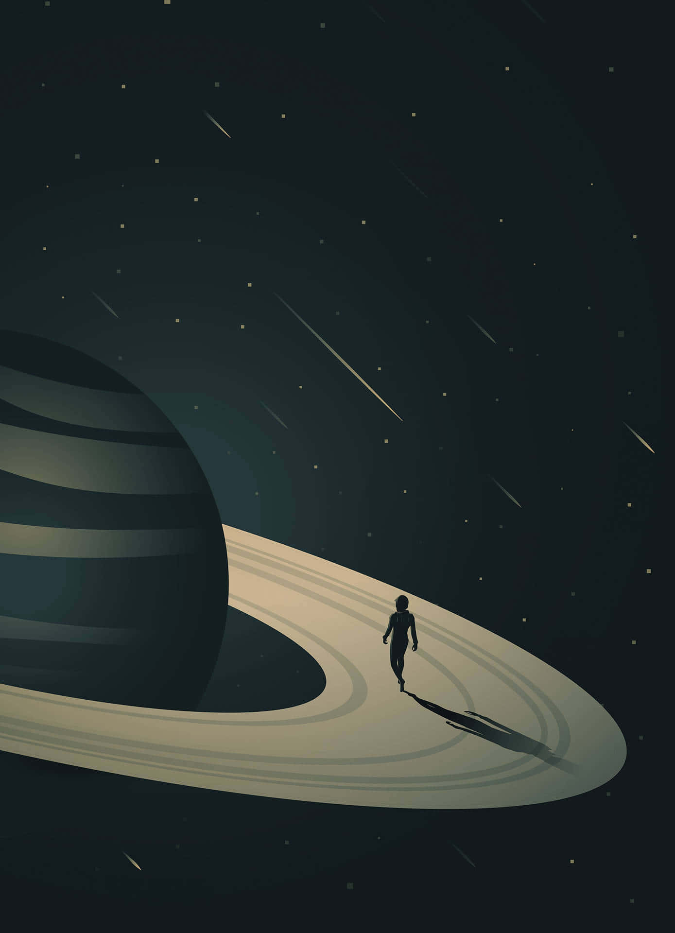 Minimalist Space Illustration Wallpaper