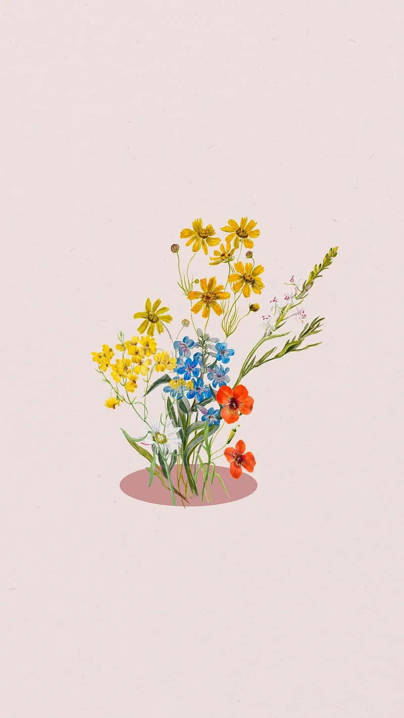 Minimalist Spring Bouquet Art Wallpaper