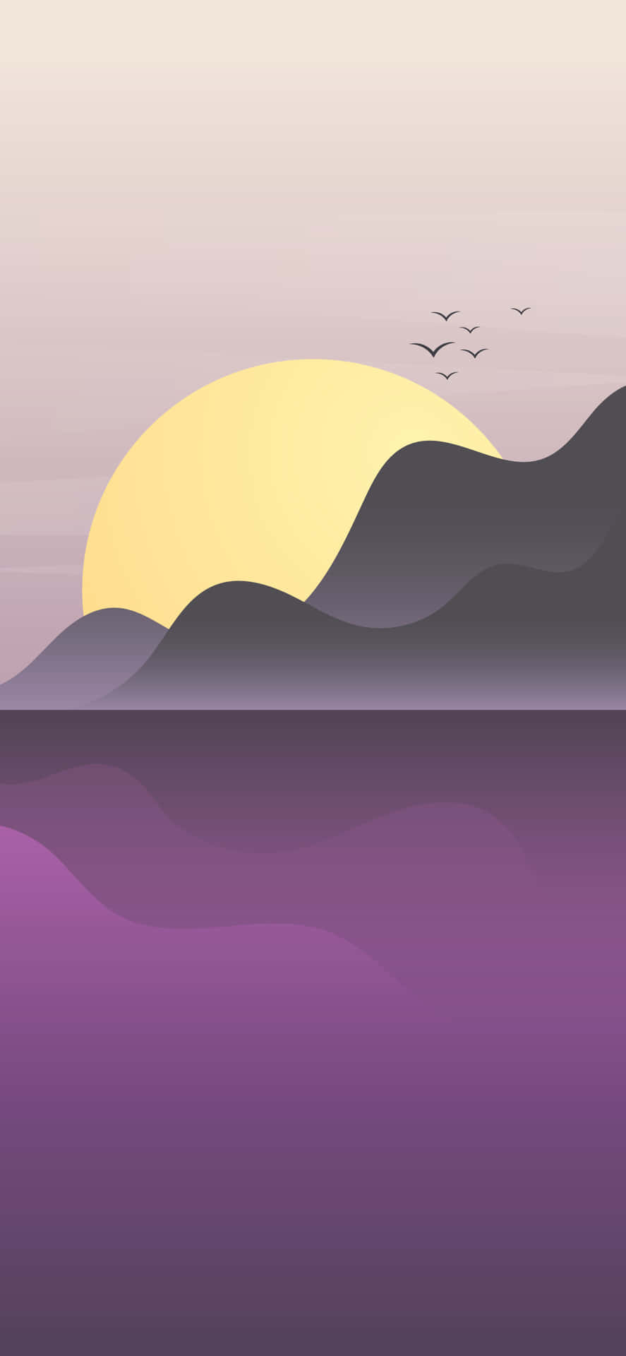 Minimalist Sunset Mountains Vector Illustration Wallpaper