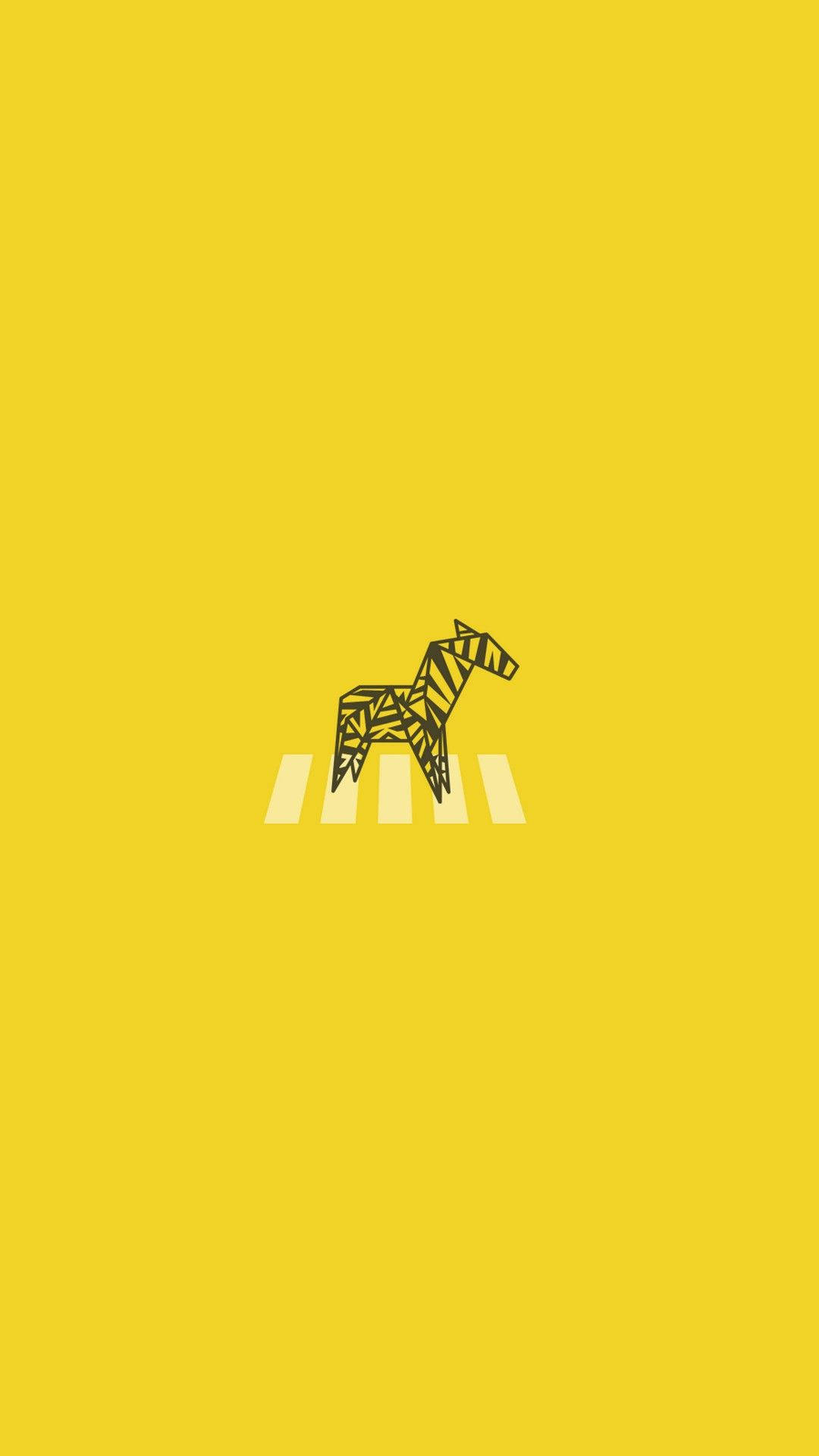 Minimalistischestablet Hintergrundbild Mit Gelbem Zebra Wallpaper