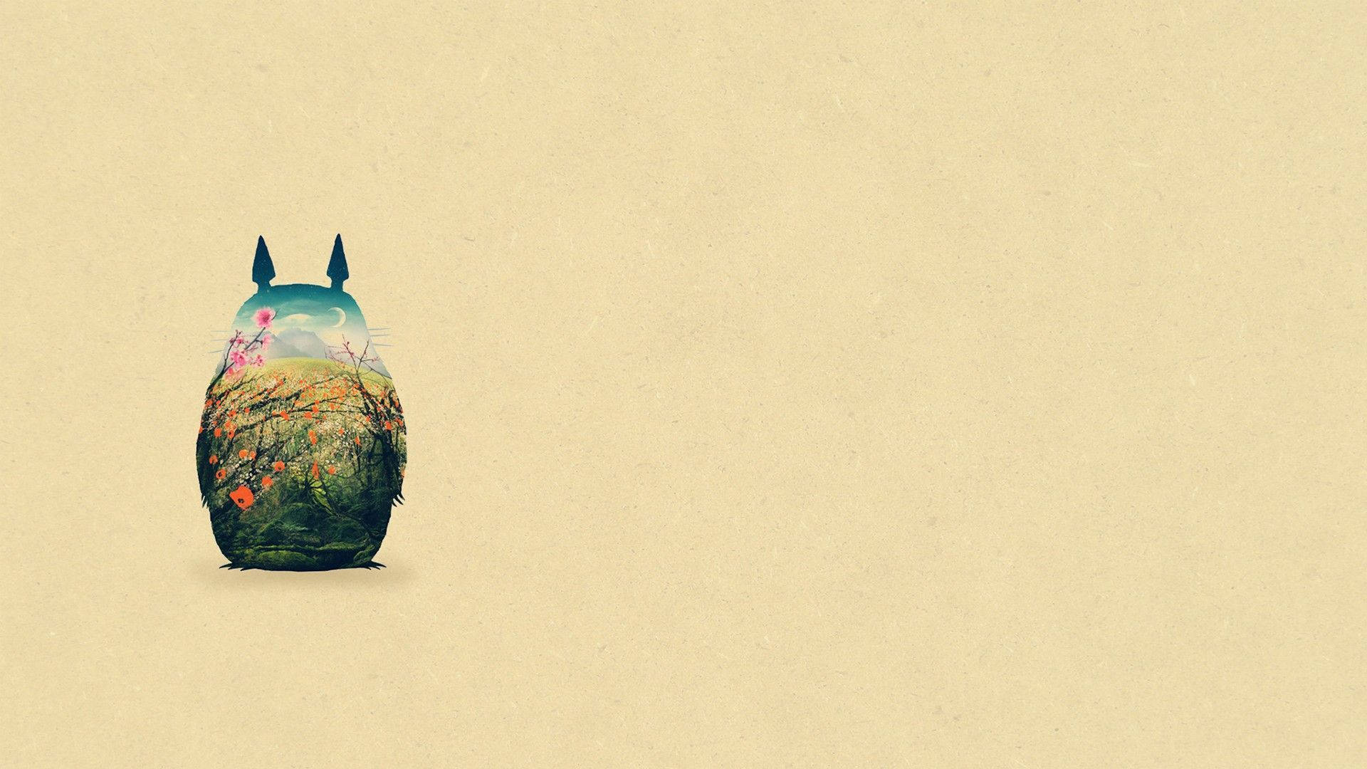 A peaceful view of nature with Totoro. Wallpaper
