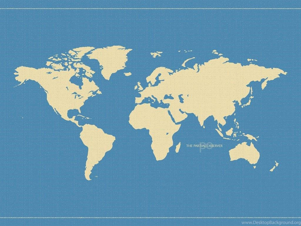 Minimalist Vintage Blue And White World Map