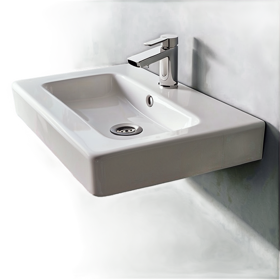 Minimalist Wall-mounted Sink Png 05242024 PNG