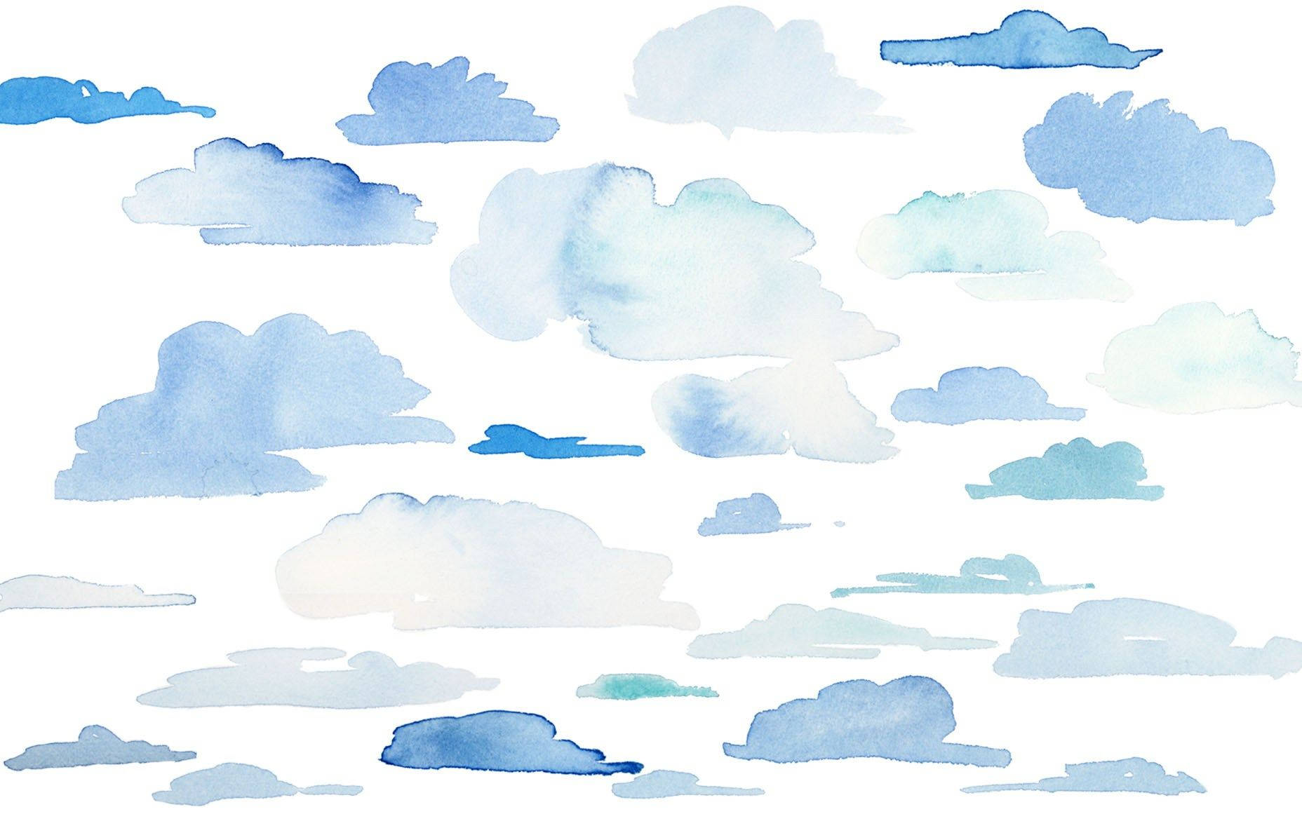 Minimalist Watercolor Clouds Artwork