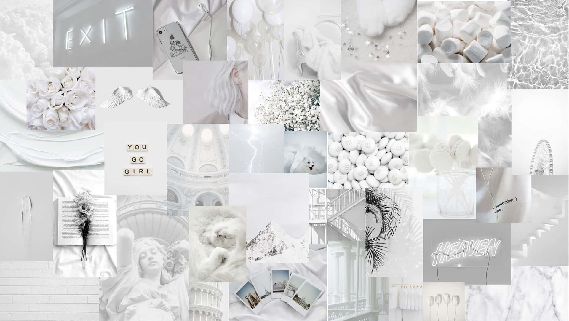 Minimalist White Aesthetic Collage Wallpaper