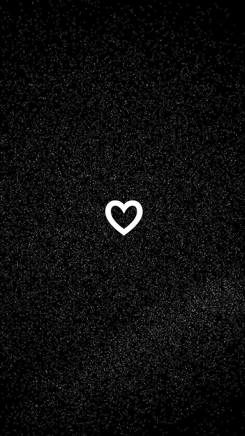 Minimalistisk hvid sort hjerte iPhone tapet Wallpaper