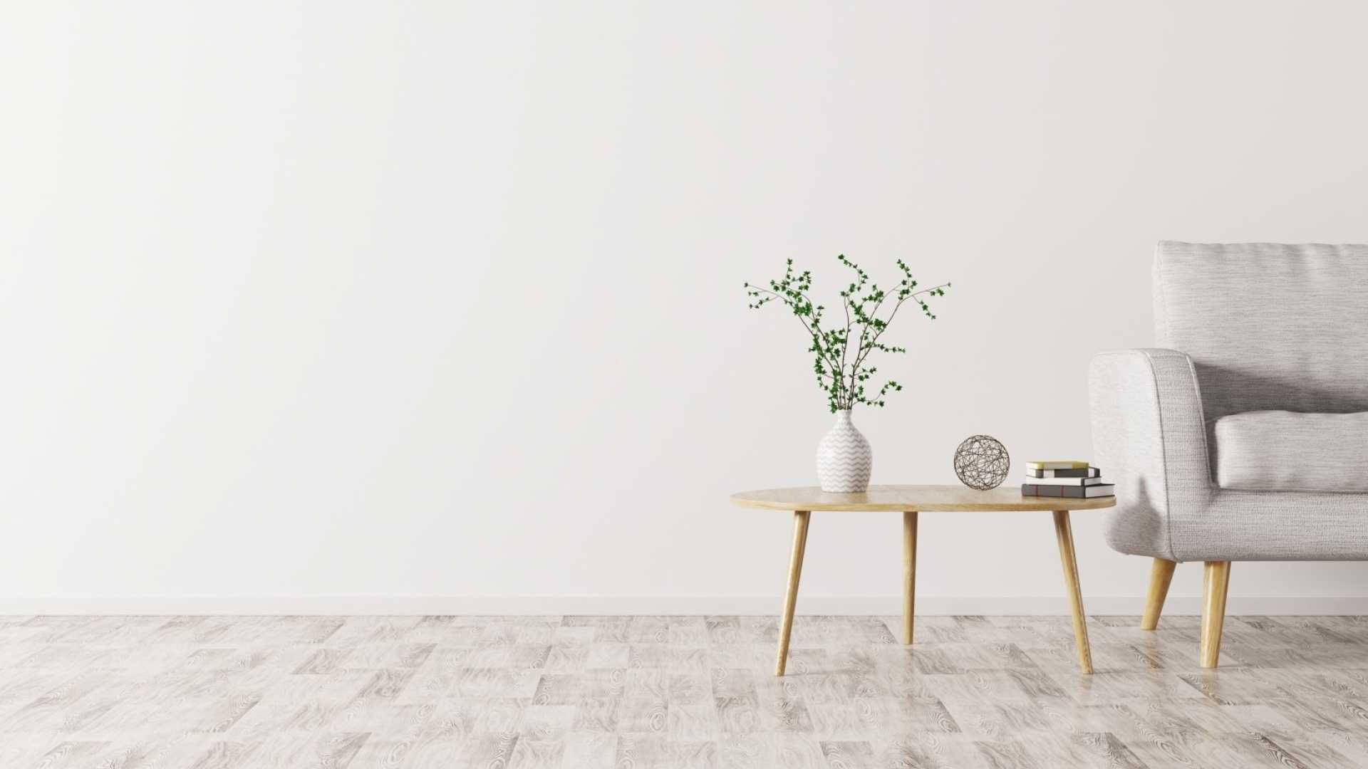 Minimalist White Living Room Wallpaper