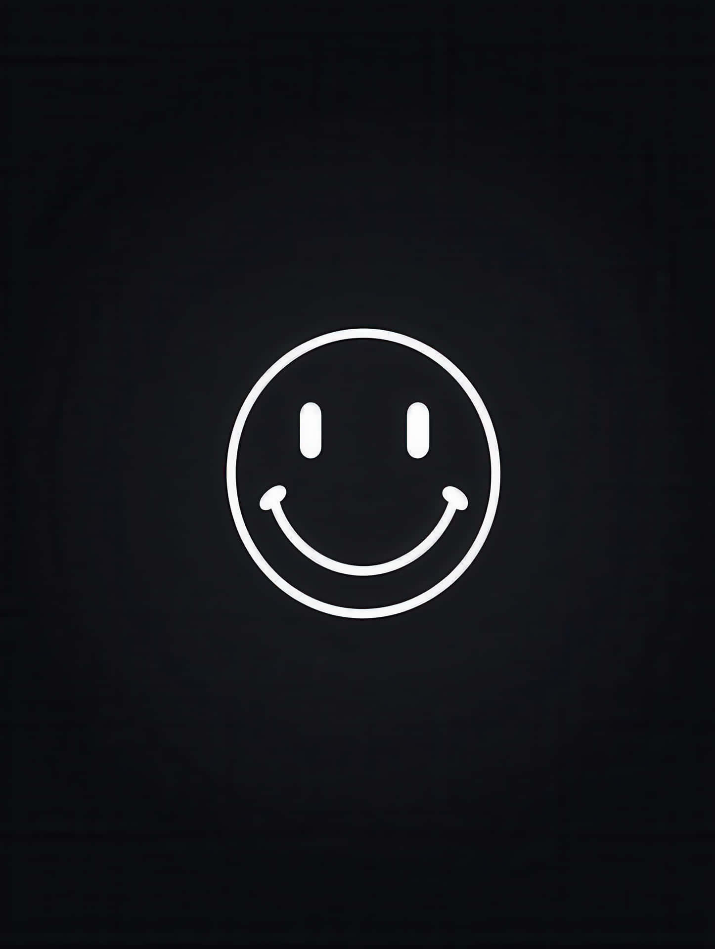 Minimalist White Smiley Emojiicon Face Outline On Black Background Wallpaper