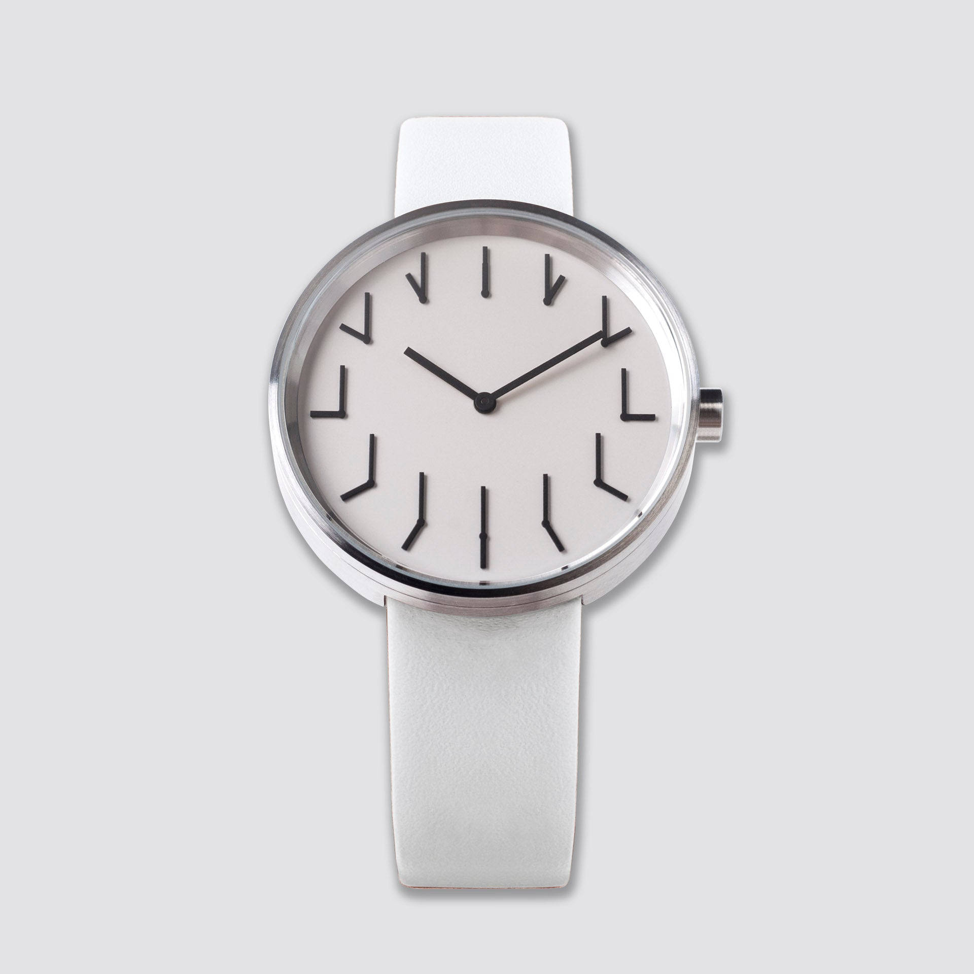 Minimalist White Wristwatchon Gray Wallpaper