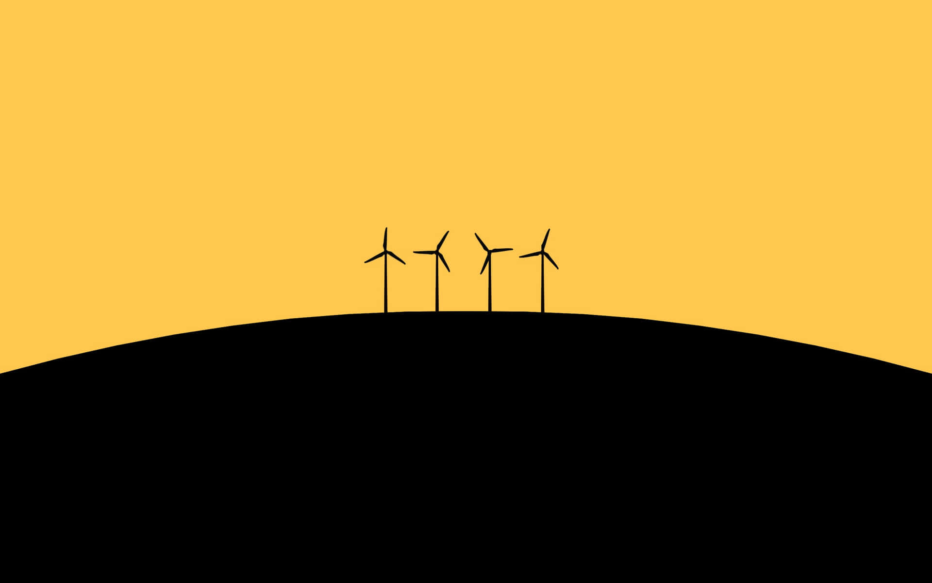 Minimalist Wind Turbines Sunset Wallpaper