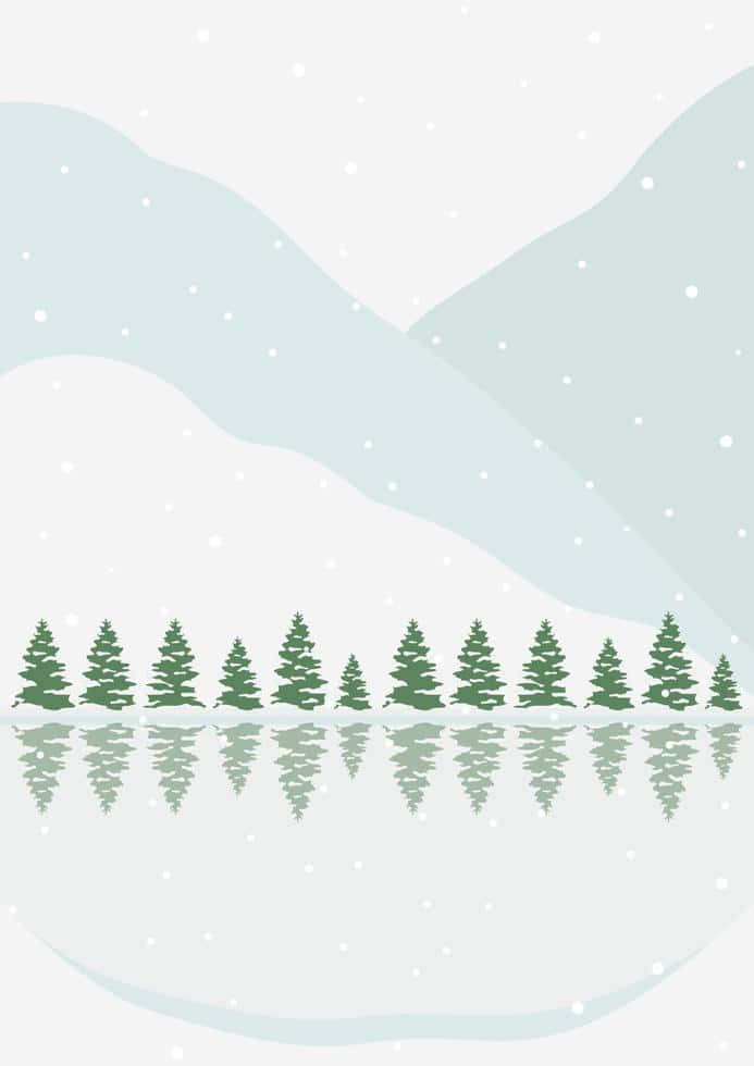 Minimalist_ Winter_ Landscape_with_ Pine_ Trees Wallpaper