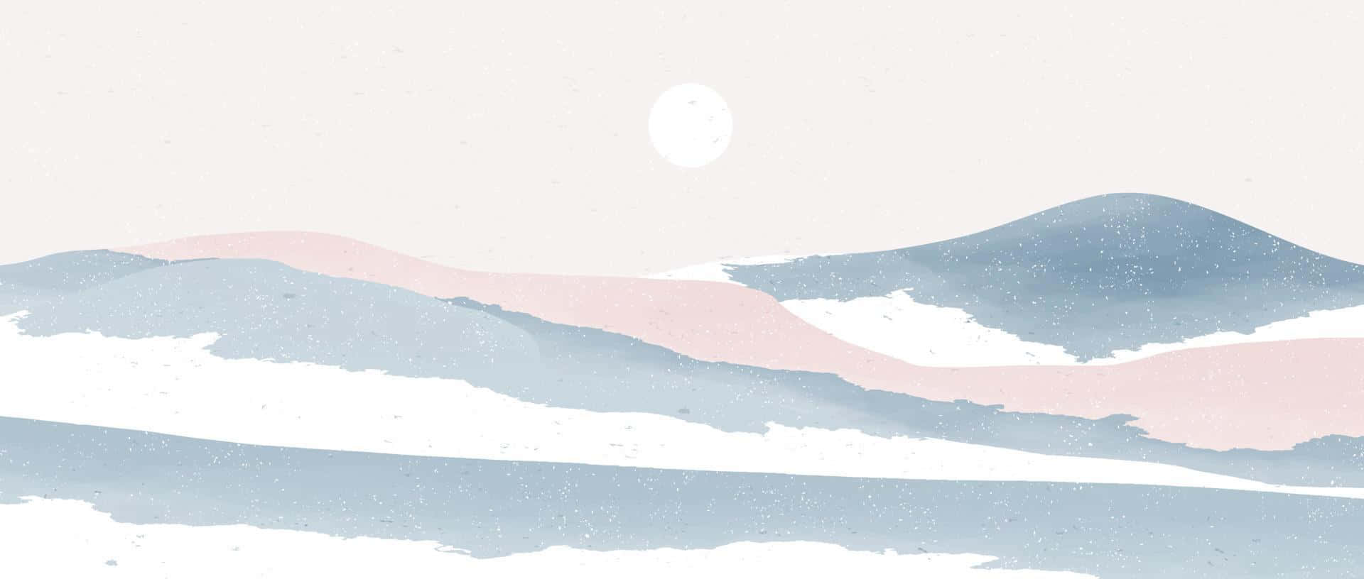 Minimalist Winter Mountain Landscape Wallpaper