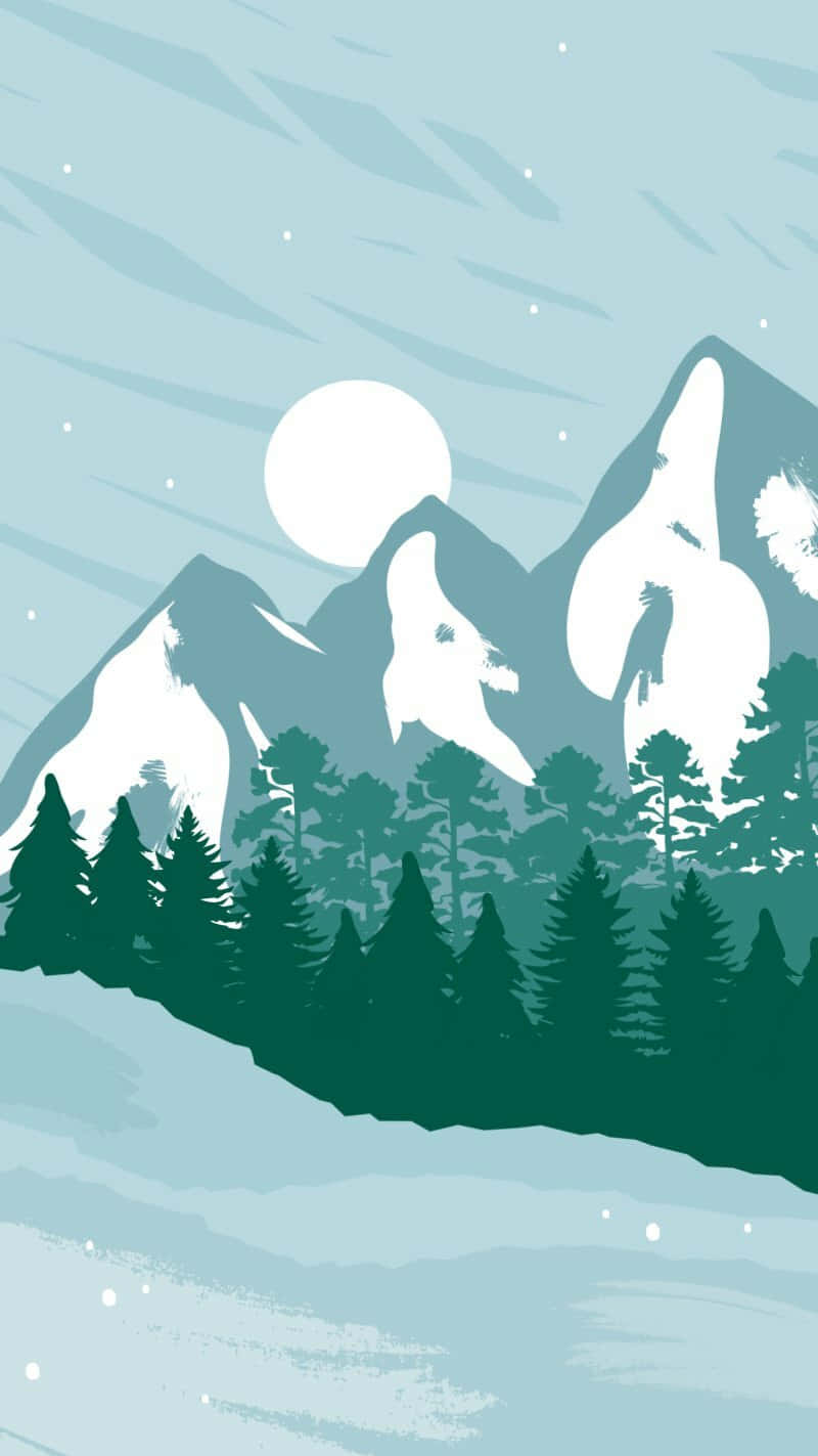 Download Minimalist_ Winter_ Mountain_ Scene Wallpaper | Wallpapers.com